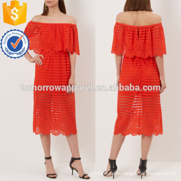 Bright Red Off The Shoulder Dress Manufacture Wholesale Fashion Women Apparel (TA4049D)